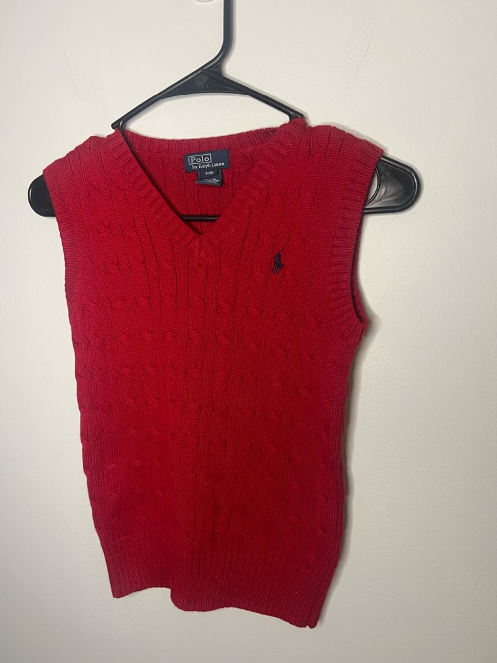 Polo Ralph Lauren Boys or child’s cable knit sleeveless red vest size S (8) - Picture 6 of 8